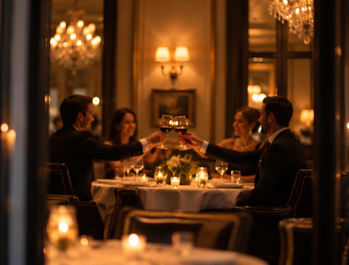 Guests enjoying dinner at a candlelit table inside MAJHA